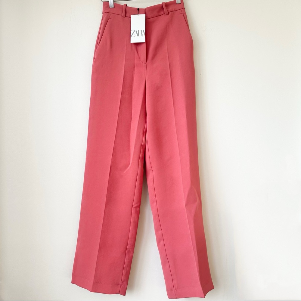 ZARA | (NWT) MENSWEAR STYLE WIDE LEG PANTS SALMON PLEATED TAILORED TROUSER